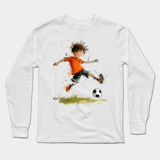 Little Boy Playing Soccer Long Sleeve T-Shirt